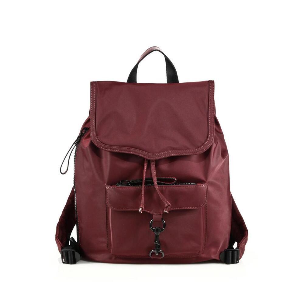 Rebecca Minkoff Maroon Nylon Backpack Pocket Drawstring - Picture 1 of 9